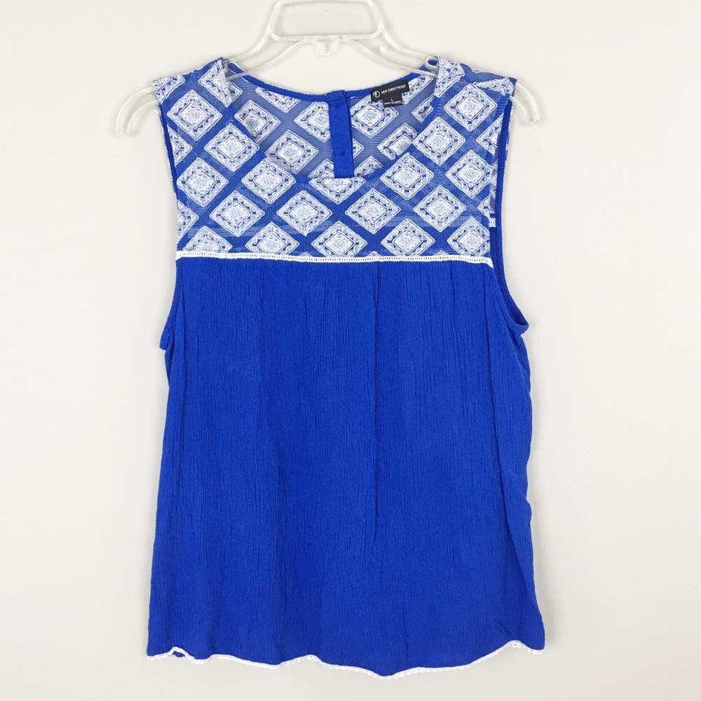 New Directions | Blue Print Sleeveless Top - E75